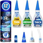 CA Glue with Activator Kit (36x1.75 oz. Thin-Medium-Thick + 12x16.9 fl.oz.) Cyanoacrylate Glue and Activator, Super Glue Accelerator, Super Glue for Wood, Woodworking, Plastic, Guitar, 3D Printing