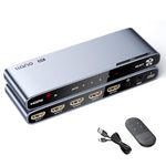 llano HDMI 2.1 Switch with Audio Extractor(Optical & 3.5mm Out, SPDIF, High Speed 48Gbps), 4 in 1 Out HDMI Switcher HDMI Audio Converter Compatible with Roku, PS5, Xbox, Apple TV, Dolby Digital/Atmos