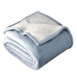 Bare Home Sherpa Fleece Blanket - Full/Queen Blanket - Blanket for Bed, Sofa, Couch, Camping and Travel - Warm & Lightweight - Fluffy & Soft Plush Blanket - Reversible (Full/Queen, Dusty Blue)