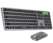 ProtoArc Backlit Bluetooth Keyboard Mouse for Mac, KM100-A Ultra Slim Wireless Keyboard Mouse for Mac, Rechargeable, Multi-Device for MacBook Pro, MacBook Air, iMac, iPhone, iPad-Green Connect Button