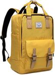 Women Backpack,VASCHY Vintage Water Resistant Casual Daypack Laptop Backpack Rucksack Bookbag for Travel/Business/School Fits 15.6 Inch Laptop Yellow