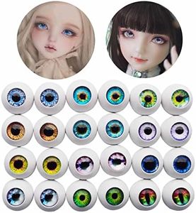 24 Pairs 18mm Plastic Round EyeBall 12 Styles Glass Pupil Eyes for DIY Doll Making Repair Multi-colored Hollow Back