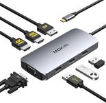 USB C to Dual HDMI Adapter, 7 in 1 USB C Dual Monitor Docking Station to Dual HDMI,USB C Hub with 2HDMI, Displayport Port, VGA,3 USB Port,Compatible for Dell XPS 13 15,Lenovo Yoga,Huawei Matebook,etc.