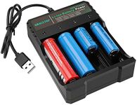 18650 Battery Charger 4-Bay 5V 2A for Rechargeable Batteries 3.7V Li-ion TR IMR 18650 14500 16340(RCR123) Red/Green Display (Not Battery)