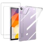 carinacoco Clear Case for Xiaomi Redmi Pad SE with 2 Tempered Glass Screen Protector, Ultra Transparent Soft TPU Protective Cover, Lightweight Flexible Silicone Shockproof Rugged Back Cover