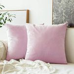 Khooti Velvet Cushion Covers Pack of 3-8" x 8" / 20 x 20 cm - Baby Pink - Soft Pillow Covers Cushion Case for Sofa Bedroom Livingroom Chair Car, Cushion Cover