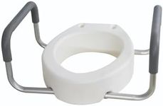 Essential Medical Supply Raised Elevated Toilet Seat Riser for an Elongated Toilet with Padded Aluminum Arms for Support and Compatible with Toilet Seat, Elongated, 19 x 14 x 3.5