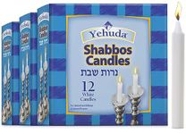 Yehuda 3 Hour White Shabbos Candles (36 Candles), Traditional Shabbat Candles | Unscented | Emergency Candles for Emergency Kit