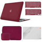 iCasso Case for MacBook Air 13 inch Case 2020 2019 2018 A2337 M1/A2179/A1932 Touch ID, Hard Shell Case, Sleeve, Screen Protector, Keyboard Cover for MacBook Air 13'' with Small Bag (Wine Red)