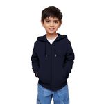 FUNKY MONKEY Kids Hooded Sweatshirt for Boys Soft Brushed Fleece Zip-Up Hoodie (in, Age, 9 Years, 10 Years, Regular, NAVYBLUE)