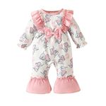 Valentines Day Bell Bottom Romper Baby Girls Flare Pants Floral Overalls Heart Jumpsuit One Piece Cow Print Outfits, 11#elephant Print, 12-18 Months