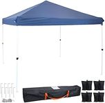 Sunnydaze 12 x 12-Foot Standard Pop Up Canopy with Carry Bag and Sandbags - Straight Leg Folding Outdoor Shade Shelter - Blue