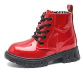 DADAWEN Boy's Girl's Waterproof Lace-Up Ankle Boots Red 13 UK Child