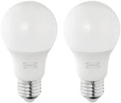 Ikea SOLHETTA LED Bulb E27 470 Lumen, Globe Opal White Pack of 2