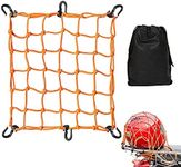 Heavy Duty Motorbike Bungee Cargo Net with 6 Hooks, Motorcycle Helmet Cargo Net Travel Luggage Rack Stretchable Elastic Bike Load Cargo Securing, for Motorcycle, Bike (30X30cm, Orange)