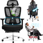 MELOKEA Footrest Office Gaming Chair, High Backrest Wide Ergonomic Chair with Auto-chasing Lumbar Support and Adaptive Backrest, 3D Armrests, Weight-sensing Base 135° Lock for Home Leisure(Black)