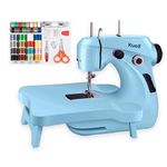 Kuell Mini Sewing Machine with Extension Table, Blue, with Thread Set and Accessories