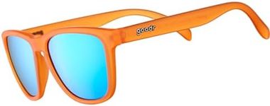 goodr Donkey Goggles Polarized Sunglasses for Men & Women, Orange Translucent Frame with Blue Reflective Lens, UV400 Protection, No Slip, No Bounce