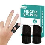 Small Trigger Finger Splint - 2 Pack Pinkie Finger Brace for Broken Finger, Finger Knuckle Immobilization for Arthritis Pain, Sport Injuries-（Black）