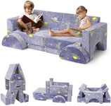 GarveeHome 8PCS Modular Kids Play Couch, Kids Couch Toddler Couch for Playroom Nursery, Child Sectional Sofa Foam Couch Kids Play Set for Gaming Reading, Glowing Blue