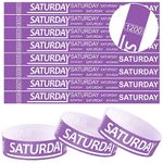 Henoyso 1200 Pcs Paper Wristbands Event Wristbands Numbered Waterproof Wrist Bands for Events Day of The Week Paper Bracelets Wristbands for Adult Concert Festival Party(Purple)