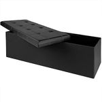 CASARIA® XL Faux Leather Foldable Ottoman Chest Bench with Padded Lid | 115x40x40cm | 130 Litres | Decorative Shoe Storage Box | Lounge Bedroom Hallway Furniture | Black