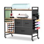 PUNLUXU Organizers and Storage Compatible with Cricut Machines - Vinyl Roll Holder, DIY Pegboard with Accessories Organizer, Rolling Craft Table with Storage Cabinet Workstation PU-01 Patent Protected