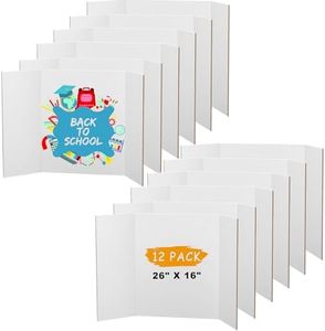 AKONEGE 12 Pack Medium Trifold Poster Board, 26" x 16" White Corrugated Cardboard Tri Fold Poster Boards for Presentation, School Projects, Science Fair, Photo Display Exhibitions Event