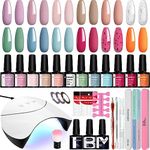 Gel Nail Polish Starter Kit, Phoenixy 12 Colours Soak Off Gel Nail Polish Set with Nail Lamp 8ml Gel Nail Kit Gift Set for Women