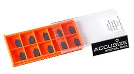 Accusize Industrial Tools Gtn-3 PVD Coated Self-Lock Carbide Cut-Off Inserts, 0 Deg., Cutting Stainless Steel, 10 Piece Set, 2403-6004x10