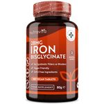 Iron Tablets 28mg – 180 Vegan Tablets (3 Month Supply of Iron Supplements) – Contributes to The Reduction of Tiredness and Fatigue – Suitable for Men and Women – Made in The UK by Nutravita