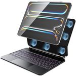 HOU Keyboard Case for iPad Pro 11 Inch (M4 2024), iPad Pro 2024 11 Inch (5th Gen) Case with Keyboard, Multi-Touch Trackpad, 7 Colors Backlight, Easy-Set Magnetic Stand-Black