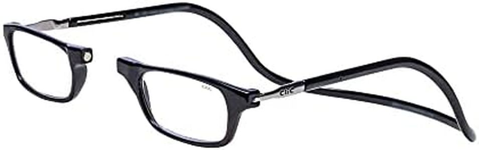 CliC Magnetic Reading Glasses, Computer Readers, Replaceable Lens, Adjustable Temples, Original, (Black, 1.75 Magnification)