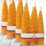 Pratha Beeswax Candle, Tappered, Hand Rolled, BEE Happy, bee Wax Candle (Pack of 12)