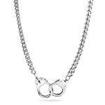 Bling Jewelry Silver Tone Handcuff Statement Necklace Working Lock Partners in Crime Stainless Steel Pendant for Women for Men 22 Inch