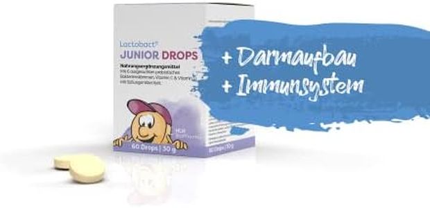 Lactobact JUNIOR DROPS Spar-Set 2x60Stk. Enthält Bakterienkulturen mit besondere und hochkonzentrierten Kombination. Mit Vitamin C&D.Für die Darmgesundheit Ihres Kindes.