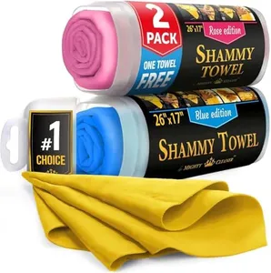 Premium 2pk +1 Free Shammy Cloth for Car Drying - (26"x17") - Super Absorbent Chamois Towel for Car - Reusable & Scratch-Free Shammy Towel for Cars - Soft Car Drying Towels