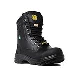 Tiger Face Safety Men's 8" Waterproof CSA STCP ESR Steel Toe Leather Work Boots 7888, Black Size 8.5