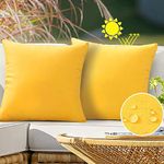 VAKADO Outdoor Waterproof Throw Pillow Covers 18x18 Set of 2 Decorative Yellow Patio Furniture Cushion Cases Outside Decor for Couch Garden Bench Porch