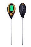 Sakrai 4 in 1 Plant Flowers Soil PH Moisture Light Soil Meter Temperature Thermometer Soil Survey Instrument Sunlight Intensity Tester