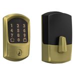Schlage Encode Smart WiFi Deadbolt Lock for Front Door - Keyless Entry with App or Touchscreen - Works with Alexa, Hey Google, & Airbnb - Create Codes for Guests - Satin Brass Gold