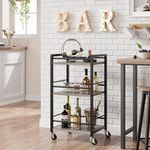 Bar Cart for Home, Small Home Bar Serving Carts, Mini Bar Cart with Wheels, Mobile Liquor Beverage Drink Coffee Bar Cart, 3 Tier Rolling Utility Storage Carts for Kitchen Dining Living Room