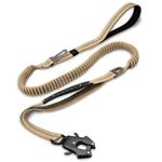 HSIGIO Heavy Duty Dog Leash, 4-6FT Tactical Bungee Dog Leash with 2 Padded Handles, No Pull Reflective Dog Leash with Metal Carabiner Clip for Medium Large Dogs(Coyote Brown)