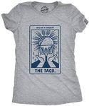 Crazy Dog T-shirts Womens Tale of A Tuesday Taco Tshirt Funny Taco Tuesday Tarot Card Graphic Tee (Light Heather Grey) - XL