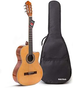 Cutaway Classical Guitar with Savarez™ Nylon Strings by Hola! Music™, Full Size 39 Inch Model HG-39C, Natural Gloss Finish - FREE Padded Gig Bag Included