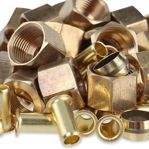 LTWFITTING Value Pack 3/8-Inch OD Brass Compression Insert,Sleeve Ferrule,Nut (Pack of 125)