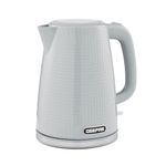 Geepas 1.7L Cordless Electric Kettle | 3000W Textured Premium Kettle with 360° Rotational Base | Concealed Heating, Otter Control l Space Saving Cord Storage & LED Indicator | 2 Year Warranty, Grey