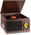 Vinyl Record Player Turntable Vintage Hard Wood Lid Bluetooth, USB, FM Radio Fenton RP173