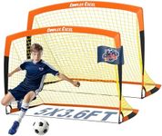Dimples Excel Portable Soccer Goal Set (7x5FT/5x3.6FT/4x3FT/3x2.2FT) - 8/10mm Fiberglass Frame with 420D Oxford Net, Weatherproof Backyard/Beach Training Gear for Youth & Adults