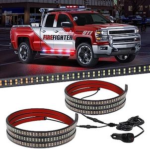 XRIDONSEN 2PCS 70 inch Truck Emergency Lights Strip 864 LED Running Board Strobe Lights Red White Firefighter Lights Flashing Warning Safety Waterproof Flexible for Vehicles POV Fire Trucks Pickup